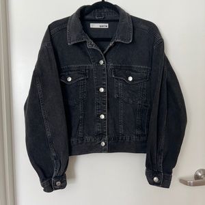 Topshop Black Denim Moto Jacket